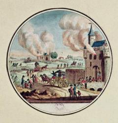 The Pillage and Destruction of Chateaux and the Emigration of Princes and Courtiers in July 1789 (colour engraving) | Obraz na stenu