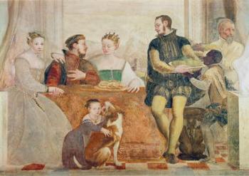 Detail of The Banquet, c.1570 (fresco) | Obraz na stenu