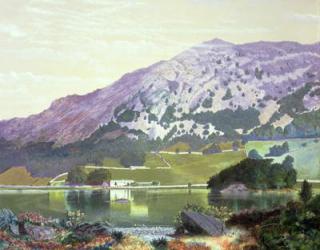 Nab Scar from the South Side of Rydal Water - Heather in Bloom, September, 1864 (oil on board) | Obraz na stenu