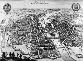 Map of Paris, 1620 (engraving) | Obraz na stenu