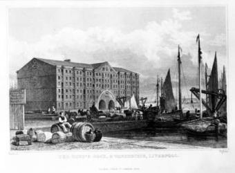 The Duke's Dock & Warehouses, Liverpool, engraved by Thomas Higham, 1829 (engraving) | Obraz na stenu
