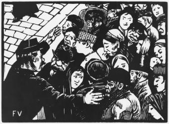 The Paris crowd, 1892 (woodcut) (b/w photo) | Obraz na stenu