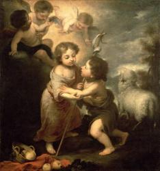 The Infants Christ and John the Baptist (oil on canvas) | Obraz na stenu