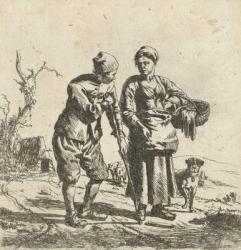 Farmer and his wife in conversation (etching) | Obraz na stenu