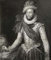 Portrait of Sir Walter Raleigh (1554-1618) from 'Lodge's British Portraits', 1823 (litho) | Obraz na stenu