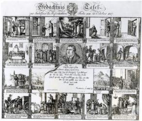 A Feast to Celebrate the Reformation on 31 October 1817: The Life of Martin Luther (1483-1546) (engraving) (b/w photo) | Obraz na stenu