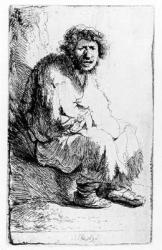 Beggar seated on a bank, 1630 (etching) | Obraz na stenu