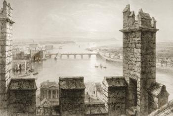 The River Shannon and Limerick from the Cathedral Tower, County Limerick, from 'Scenery and Antiquities of Ireland' by George Virtue, 1860s (engraving) | Obraz na stenu
