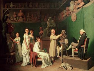 Jean Antoine Houdon (1741-1828) Sculpting the Bust of Pierre Simon (1749-1827) Marquis de Laplace in the Presence of his Wife and Daughters, 1804 (oil on canvas) | Obraz na stenu