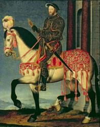 Equestrian portrait of Francis I of France (oil on panel) | Obraz na stenu