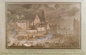 View of the Presbytery and Eglise des Saints-Innocents During Demolition, 1787 (w/c on paper) | Obraz na stenu