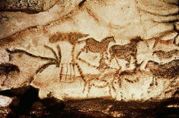 Horses and deer from the Caves at Altamira, c.15000 BC (cave painting) | Obraz na stenu