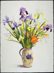 Irises and Lilies in a Dutch Jug (w/c) | Obraz na stenu