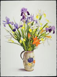 Irises and Lilies in a Dutch Jug (w/c) | Obraz na stenu