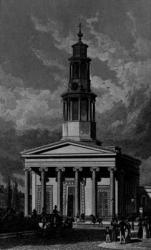 St. Pancrass Church, West Front, engraved by James Tingle 1827 (engraving) (b/w photo) | Obraz na stenu