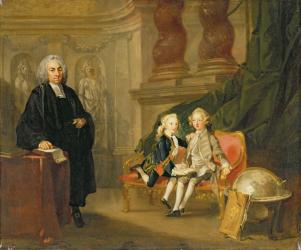 Prince George (1738-1820) and Prince Edward Augustus (1739-67) Sons of Frederick (1707-51) Prince of Wales, with their tutor Dr Francis Ayscough, c.1748-49 (oil on canvas) | Obraz na stenu