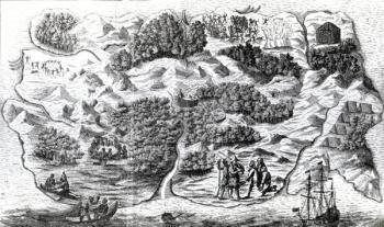 Robinson Crusoe's Island, engraved by Clark and Pine, 1719 (engraving) | Obraz na stenu