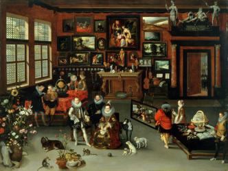 Archduke Albert (1559-c.1621) and Archduchess Isabella (1566-1633) Visiting a Collector's Cabinet, c.1621-23 (oil on panel) | Obraz na stenu