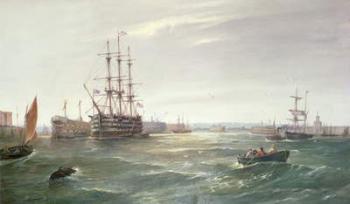 Portsmouth Harbour: HMS 'Victory' among the Hulks, 1892 (oil) | Obraz na stenu