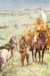 Lord Kitchener and General Cronje's Messenger, Paardeberg, Orange Free State, South Africa, February 19th, 1900 during the Second Boer War. Cronje had requested a cease-fire to bury the dead after Bloody Sunday, the first day of the Battle of Paardeberg.  | Obraz na stenu