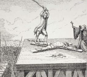 A Criminal Sentenced to Death being Broken on a St Andrew's Cross in 18th Century Frace, 1875 (litho) | Obraz na stenu