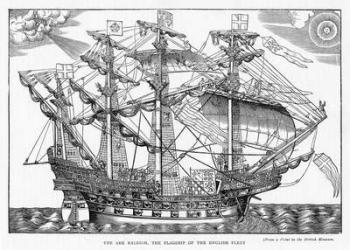 The Ark Raleigh, the Flagship of the English Fleet, from 'Leisure Hour', 1888 (engraving) | Obraz na stenu
