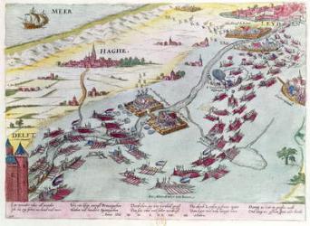 Naval Combat off the Coast of The Hague Naval between the Beggars of the Sea and the Spanish in 1573 (coloured engraving) | Obraz na stenu