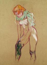 Woman Pulling Up her Stocking, 1894 (oil on card) | Obraz na stenu