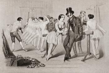 A 19th century ballet class. From Illustrierte Sittengeschichte vom Mittelalter bis zur Gegenwart by Eduard Fuchs, published 1909. | Obraz na stenu