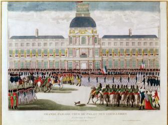 Parade in the Courtyard of the Palais des Tuileries in the Presence of the Emperor, engraved by Blanchard (coloured engraving) | Obraz na stenu