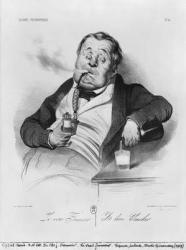 A true smoker, from the series 'Galerie physionomique', 1836 (litho) (b/w photo) | Obraz na stenu