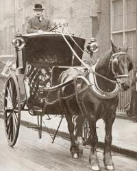 A Hansom Cab in London, England in 1910. From The Story of 25 Eventful Years in Pictures, published 1935. | Obraz na stenu