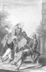 Denis Diderot (1713-84) and Melchior, baron de Grimm (1723-1807) (pencil on paper) (b/w photo) | Obraz na stenu