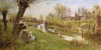 Watching the Ducks, 1890 (w/c on paper) | Obraz na stenu