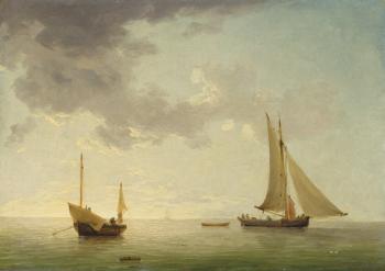 A Lugger and a Smack in Light Airs (oil on copper) | Obraz na stenu