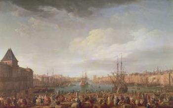 Morning View of the Inner Port of Marseille and the Pavilion of the Horloge du Parc, 1754 (oil on canvas) | Obraz na stenu