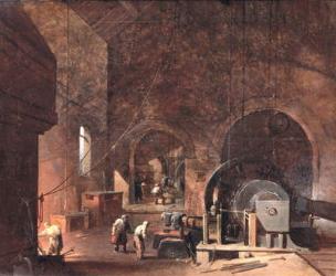 Interior of an Ironworks, c.1850-60 (oil on canvas) | Obraz na stenu