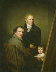 Self portrait with the Foster Daughter Lina Groger and the painter Heinrich Jakob Aldenrath, c.1801-15 (oil on canvas) | Obraz na stenu