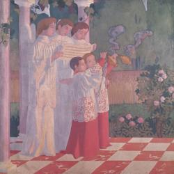 Exaltation of the Holy Cross and the Glorification of the Mass, left hand side of the central panel of an altarpiece from the Chapelle du College Sainte-Croix du Vesinet, 1899 (oil on canvas) | Obraz na stenu