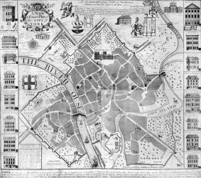 A New and Exact Plan of the City of York, 1748 (engraving) | Obraz na stenu