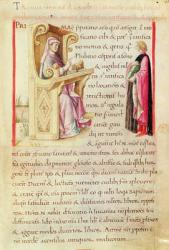 Ms 3054 fol.1 Presentation of the book, from 'Tacuinum Sanitatis' (vellum) | Obraz na stenu