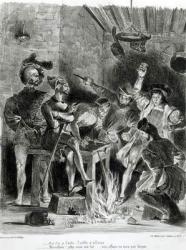 Mephistopheles and the Drinking Companions, from Goethe's Faust, 1828, (illustration), (b/w photo of lithograph) | Obraz na stenu
