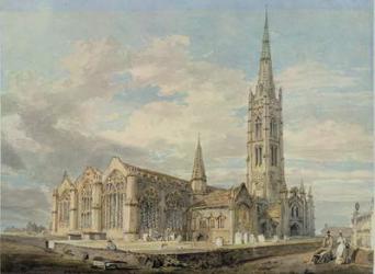 North-east View of Grantham Church, Lincolnshire, c.1797 (w/c over graphite on paper) | Obraz na stenu
