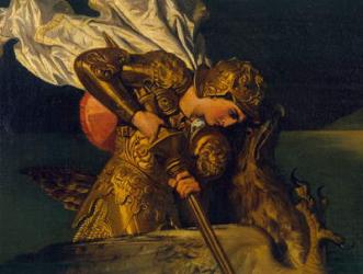 Ruggiero Rescuing Angelica, detail of Ruggiero, 1819 (oil on canvas) (detail of XIR 59757) | Obraz na stenu