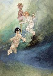 Untitled Watercolour, Children Underwater with an Elf | Obraz na stenu