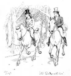 'Mr. Darcy with him', illustration from 'Pride & Prejudice' by Jane Austen, edition published in 1894 (engraving) | Obraz na stenu