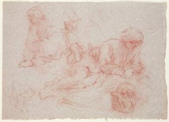 Study of a reclining man (red chalk on paper) | Obraz na stenu