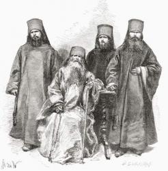 Filaret Drozdov and his three sons, from 'El Mundo en la Mano', published 1878 (litho) | Obraz na stenu