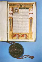 Ratification by Henry VIII (1491-1547) of the Treaty of Ardres, 17th July 1546 (vellum) | Obraz na stenu