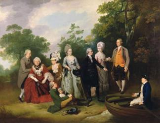 The Oliver and Ward Families in a Garden, c.1788 (oil on canvas) | Obraz na stenu